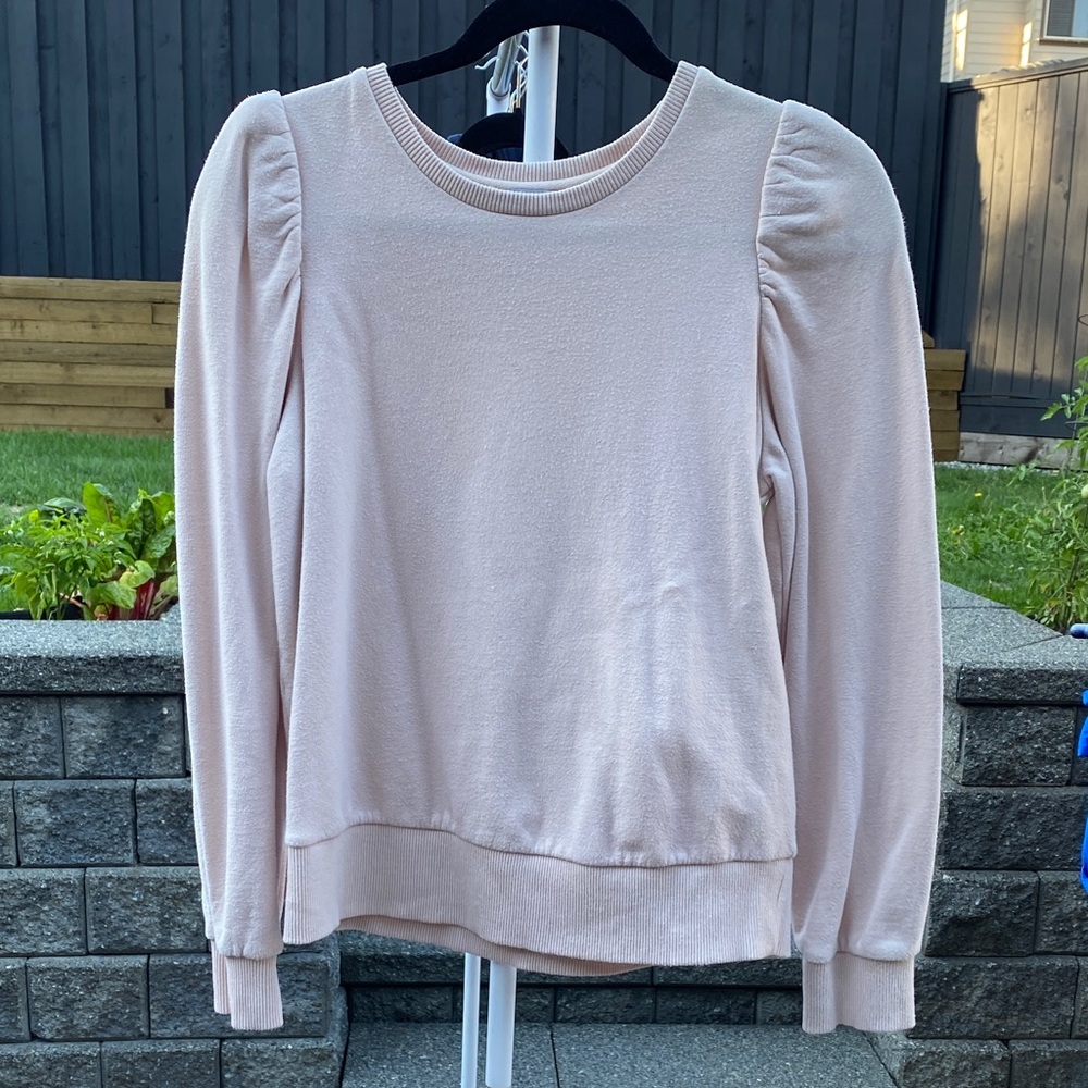 Stella & Dot Blush Puff Sleeve Sweatshirt